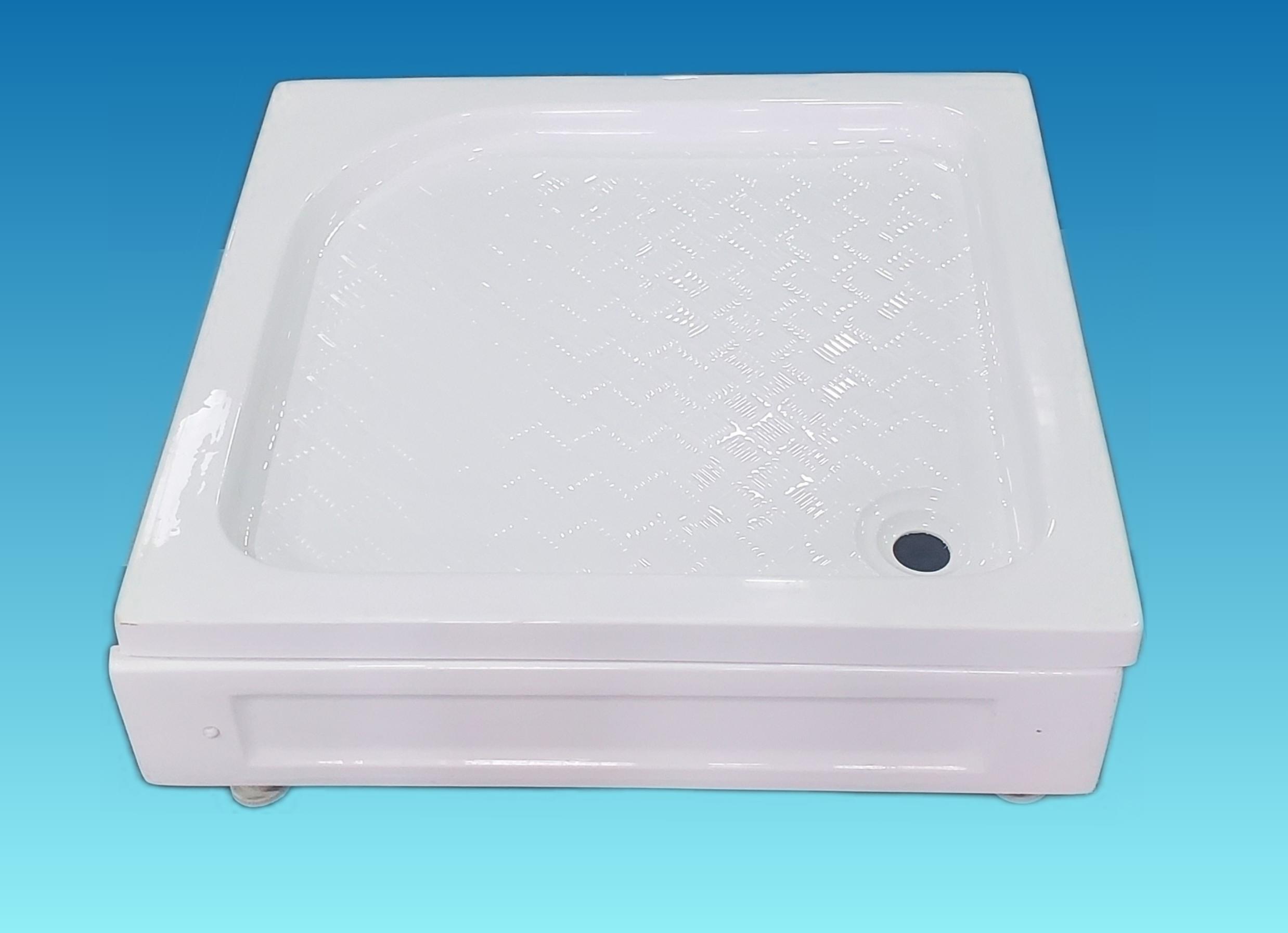 Akril kwadrat duş poddony, gapdal paneli bilen 80x80x21 sm