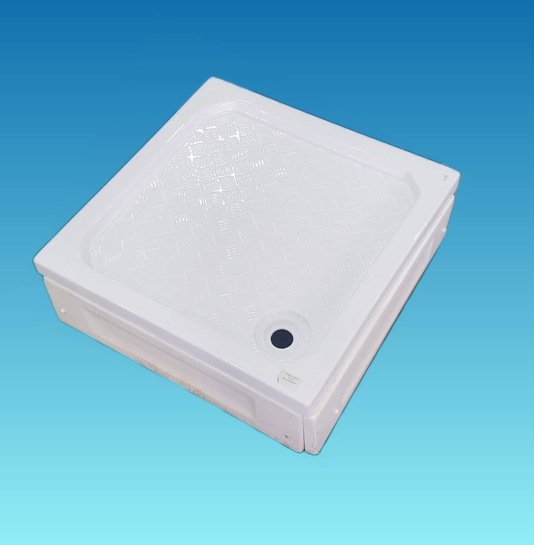 Akril kwadrat duş poddony, gapdal paneli bilen 90x90x21 sm