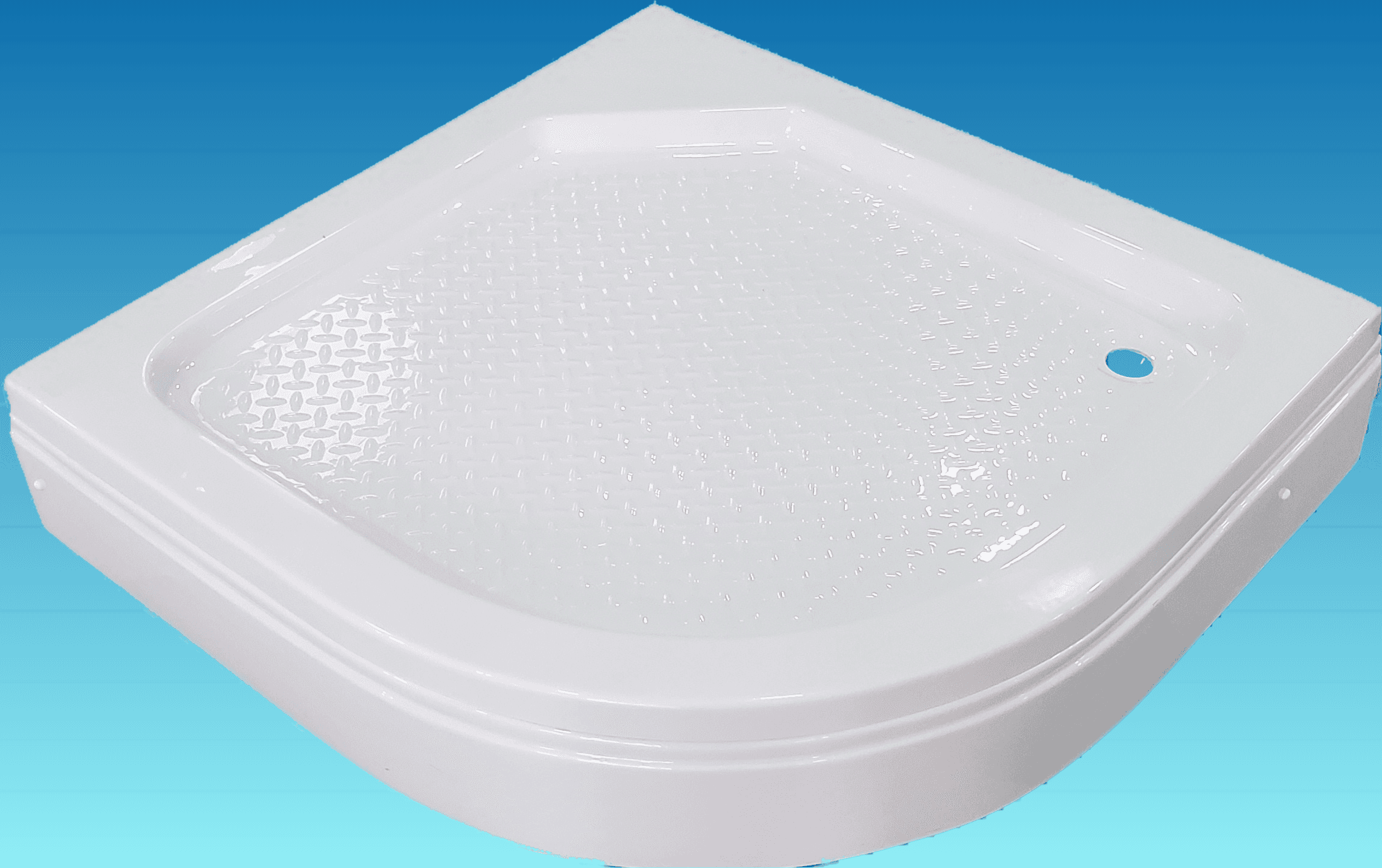 Akril owal duş poddony, gapdal paneli bilen (90x90x21 sm)