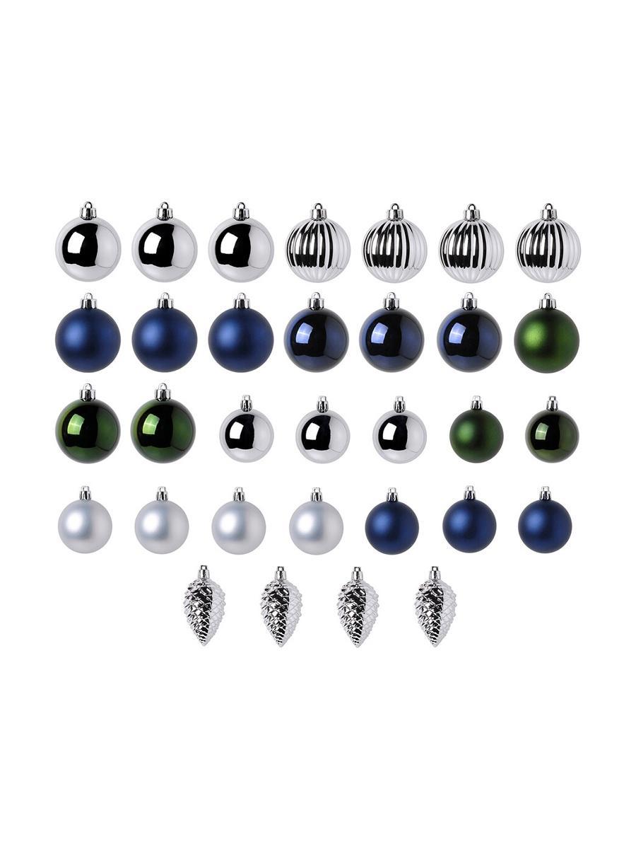 Täze ýyl agajy üçin bezeg şarlary IKEA VINTER 2021 32 sany, dürli reňkli