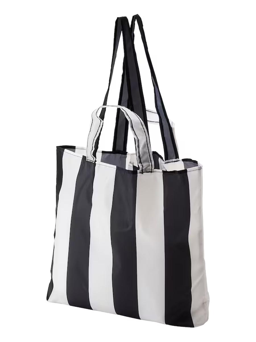 Goş üçin torba IKEA SKYNKE ak gara çyzykly 45x36 sm