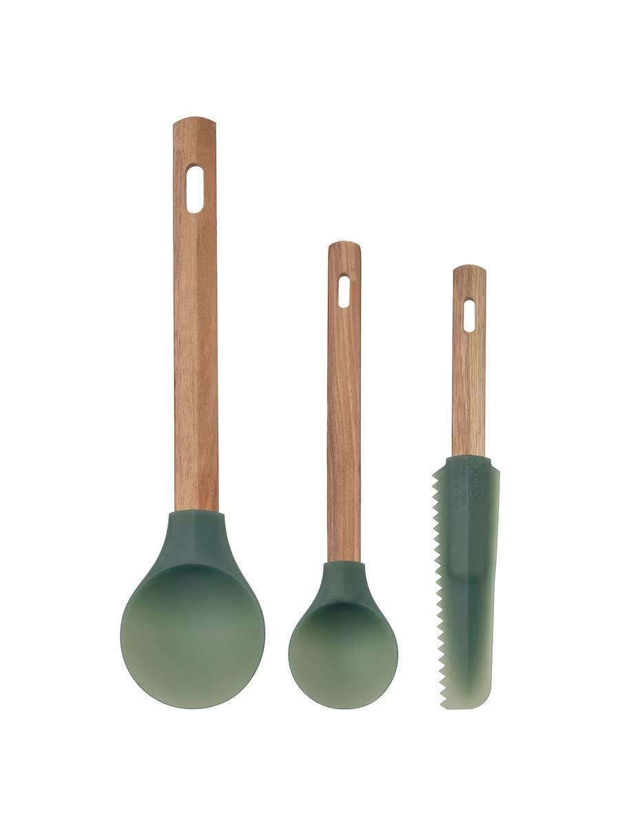 Spatula IKEA BÄCKRÖDING agaç / goýy çal-ýaşyl 3sany