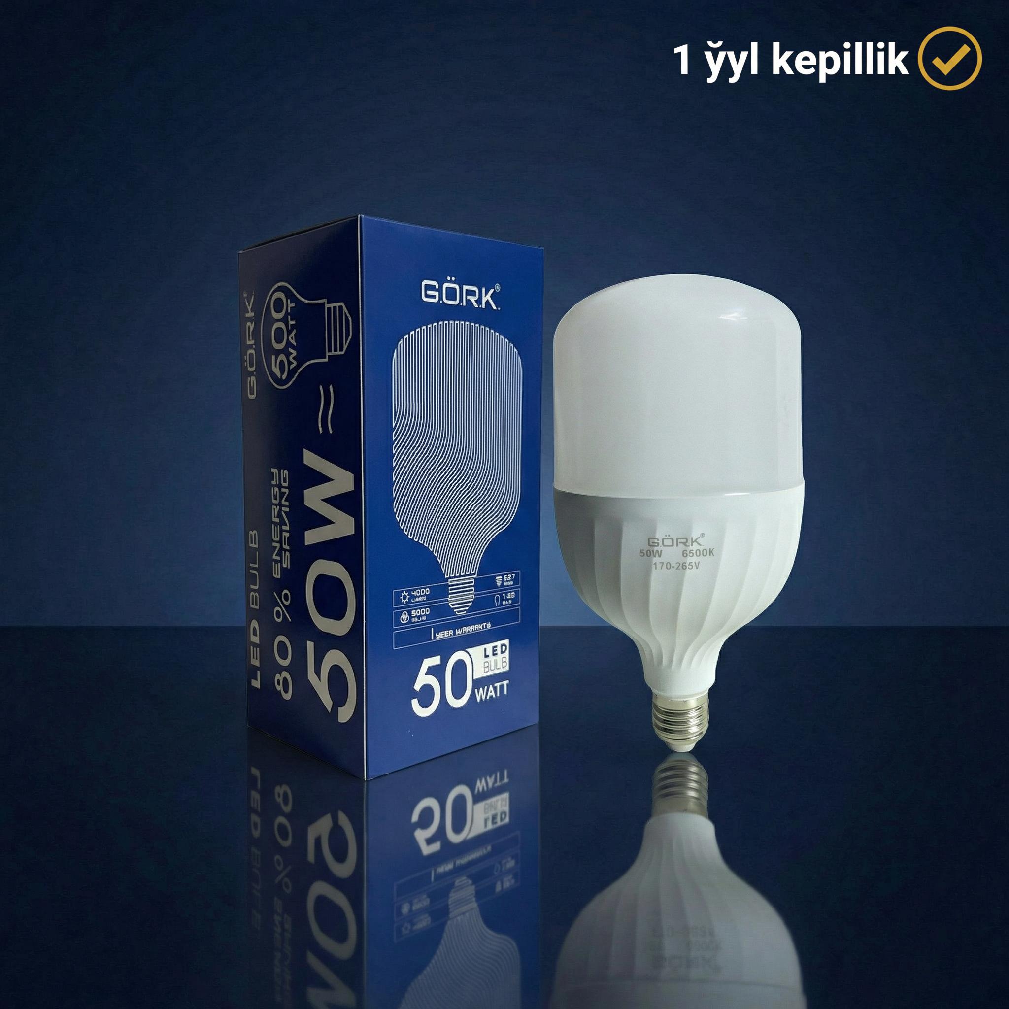 Светодиодная лампа G.Ö.R.K. 50w_t125_e27_6500k_matte