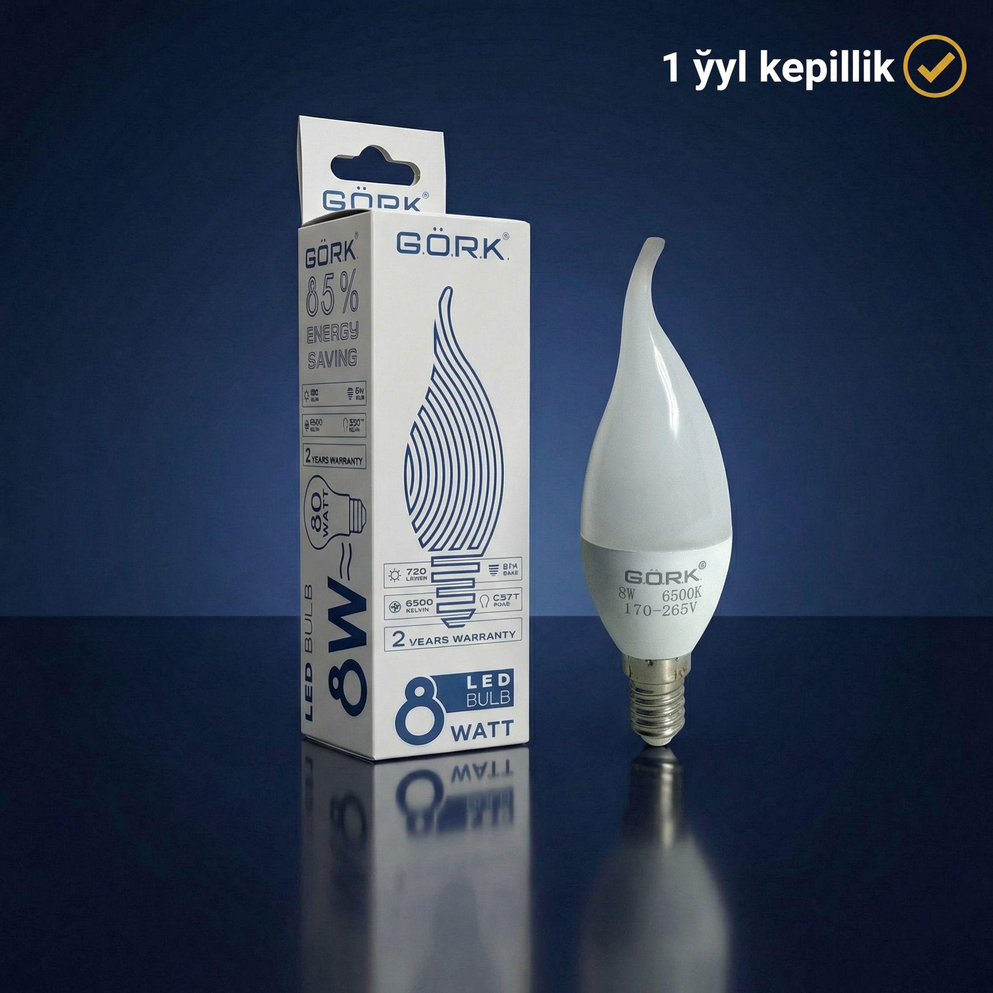 Лампа G.Ö.R.K. 8w_c37t_e14_6500k