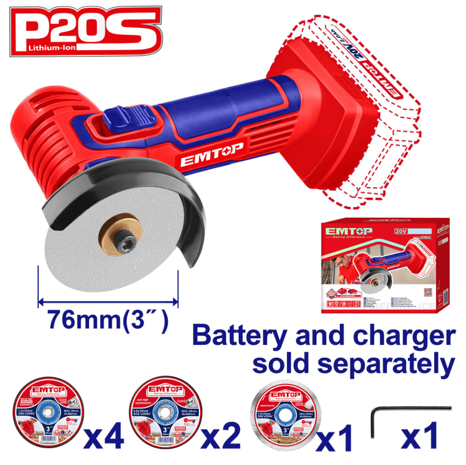 Bolgarka 20V 76mm batareýsiz