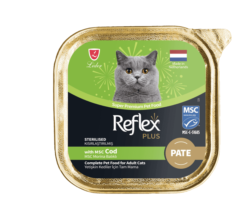 Çygly pişik iýmitleri sterilizasiýa edilen pişikler üçin Reflex Plus 85 gr