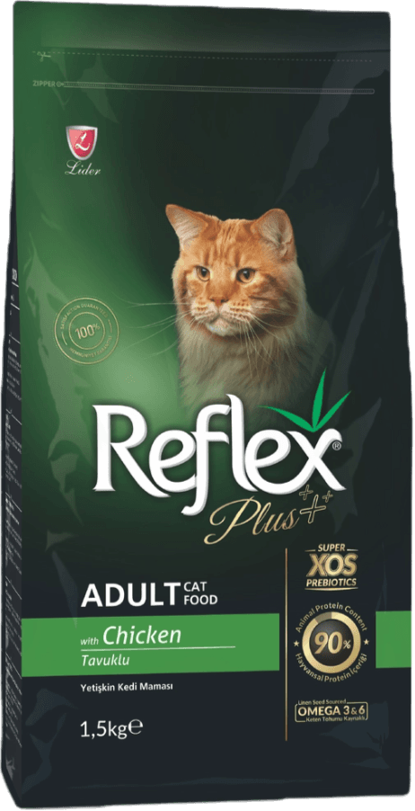 Reflex Plus gury korm uly pişik uçin towuk bile 1,5kg 