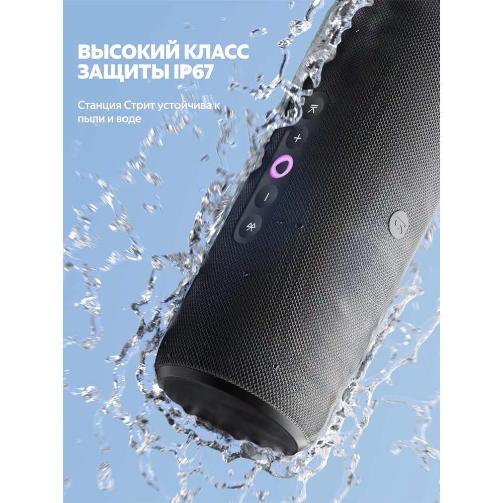 Портативная умная колонка Яндекс Станция Стрит с Алисой, 30 Вт, чёрный