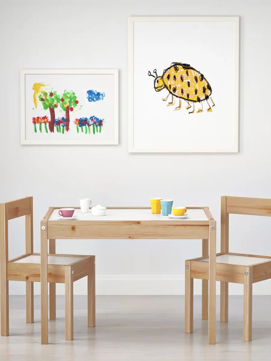 Детский стол IKEA LÄTT с 2 стульями, белый/сосна