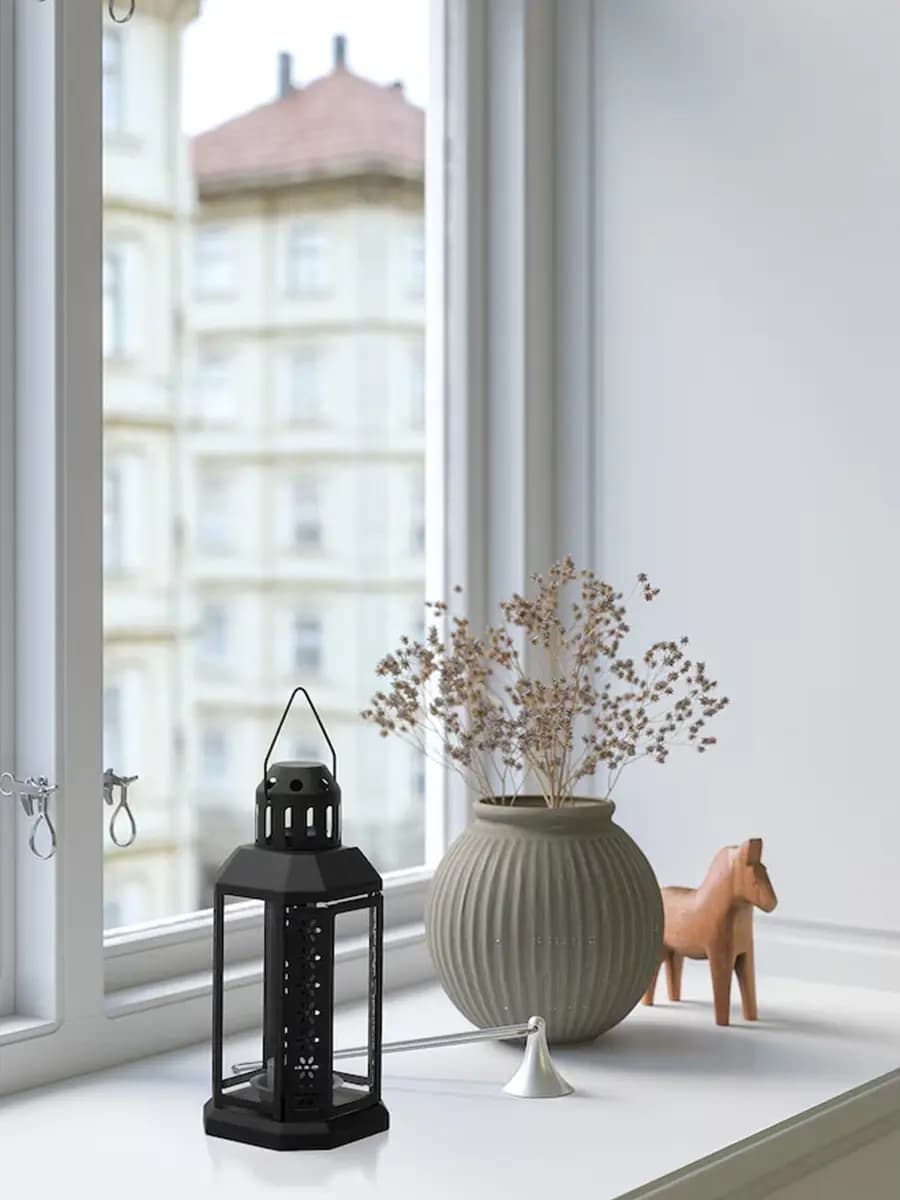 Фонарь для чайной свечи IKEA ENRUM внутренний/уличный, чёрный 22 cm