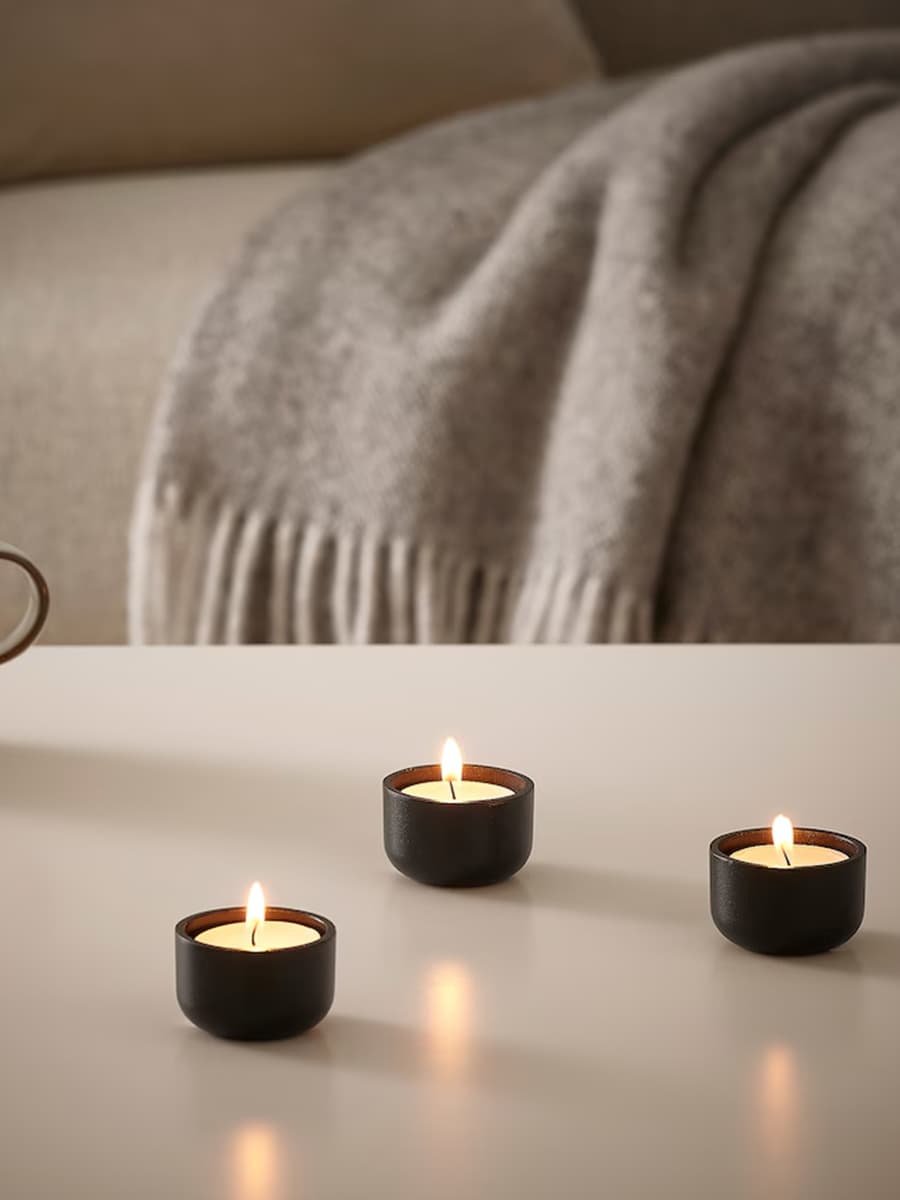 Подсвечник IKEA HEDERVÄRD черный, 3 см