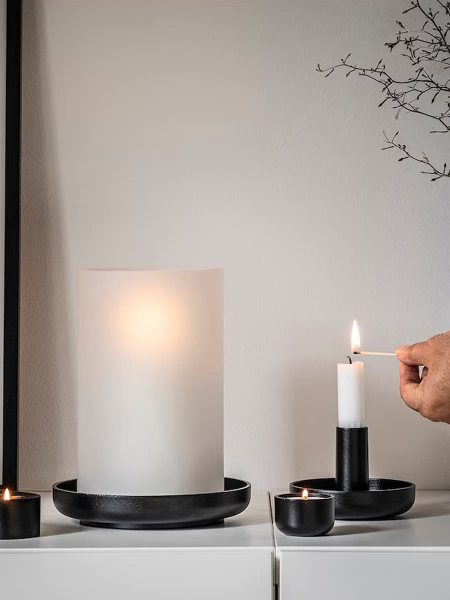 Подсвечник IKEA HEDERVÄRD черный, 3 см