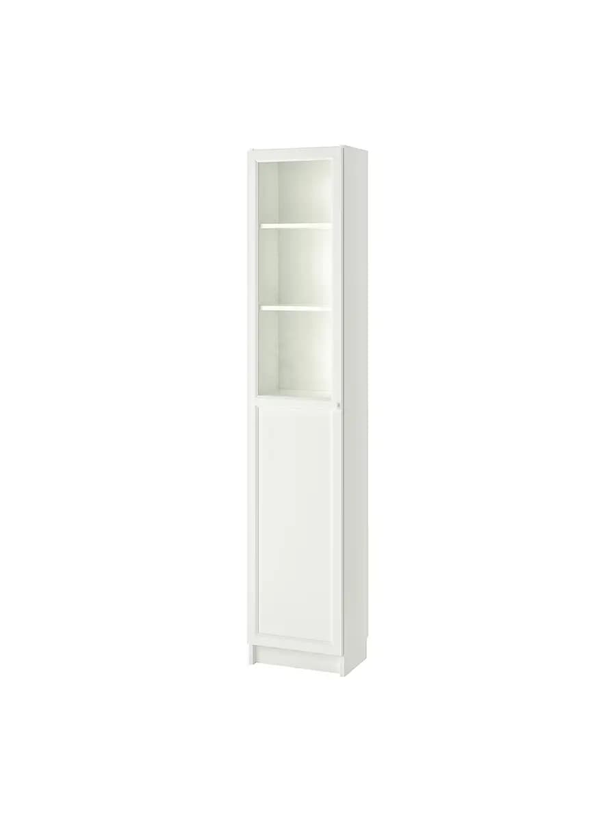 Книжный шкаф IKEA BILLY/OXBERG  с панелью/стекло дверцей белый/стекло, 40x30x202 см