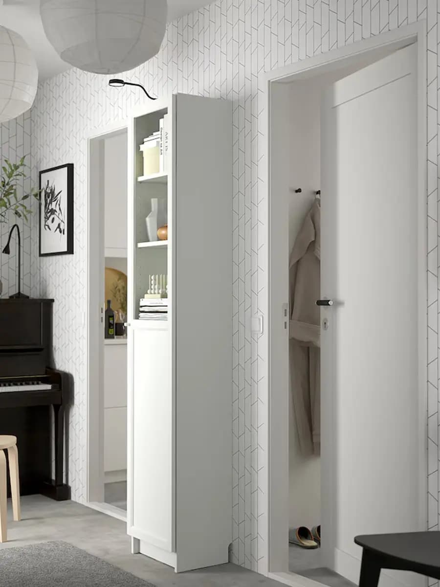 Книжный шкаф IKEA BILLY/OXBERG  с панелью/стекло дверцей белый/стекло, 40x30x202 см