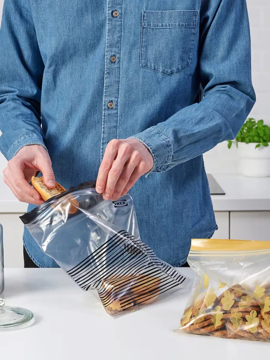 Закрывающаяся сумка IKEA ISTAD с рисунком черного/желтого цвета, 2.5/1.2 l