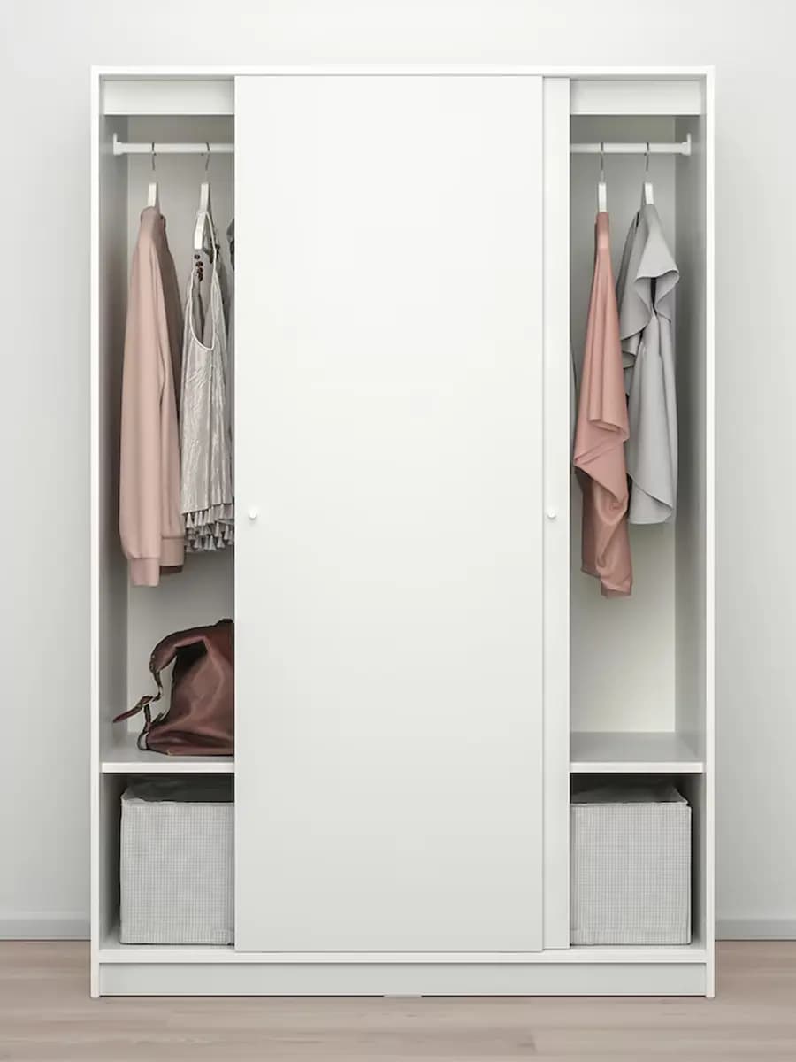 Шкаф-купе с раздвижными дверями IKEA KLEPPSTAD белый 117x176 cm