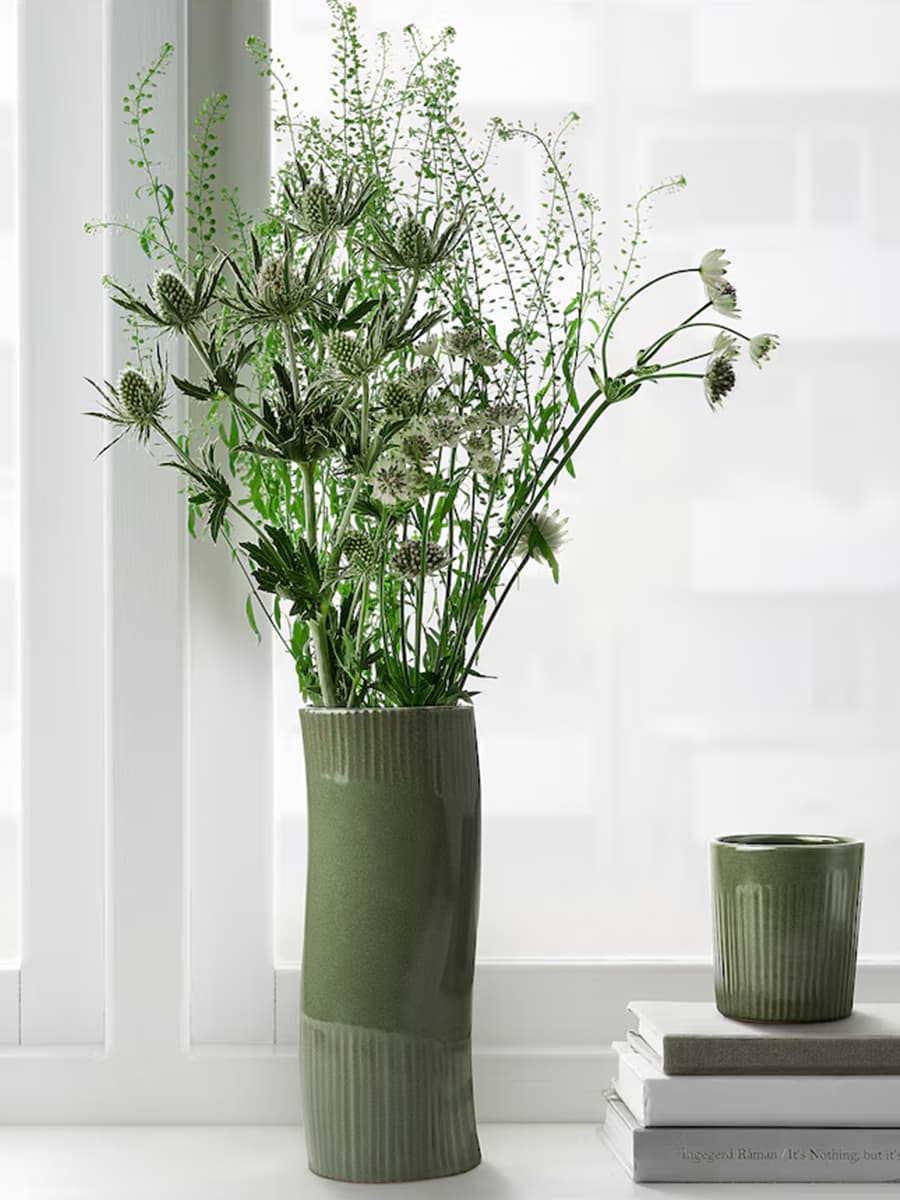 Ваза IKEA FRÖDD темно-зеленая, 21 см