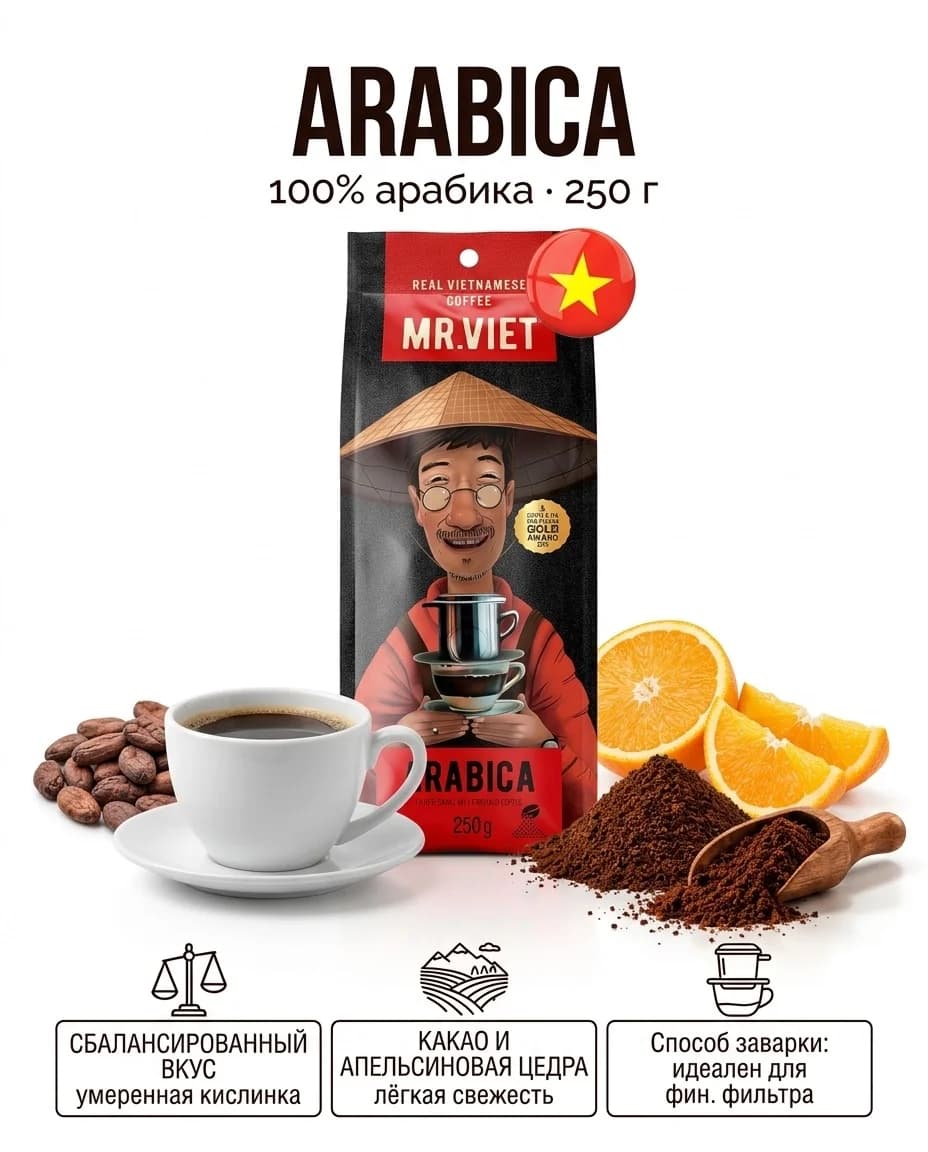 Mr. Viet "Arabica", 250 g — молотый