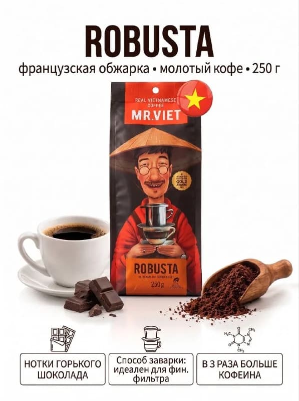 Mr. Viet "Robusta", 250 g — молотый
