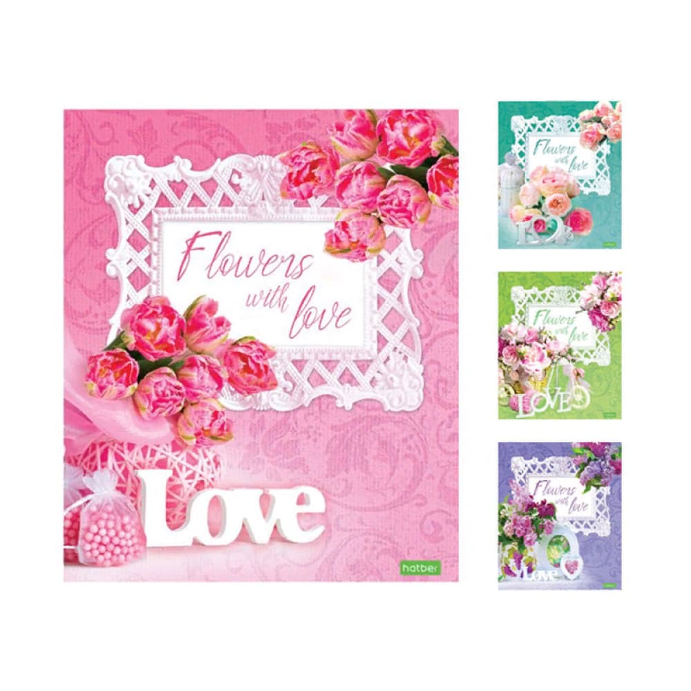 Тетрадь 96л А5 клетка на скобе Eco-Flowers with Love