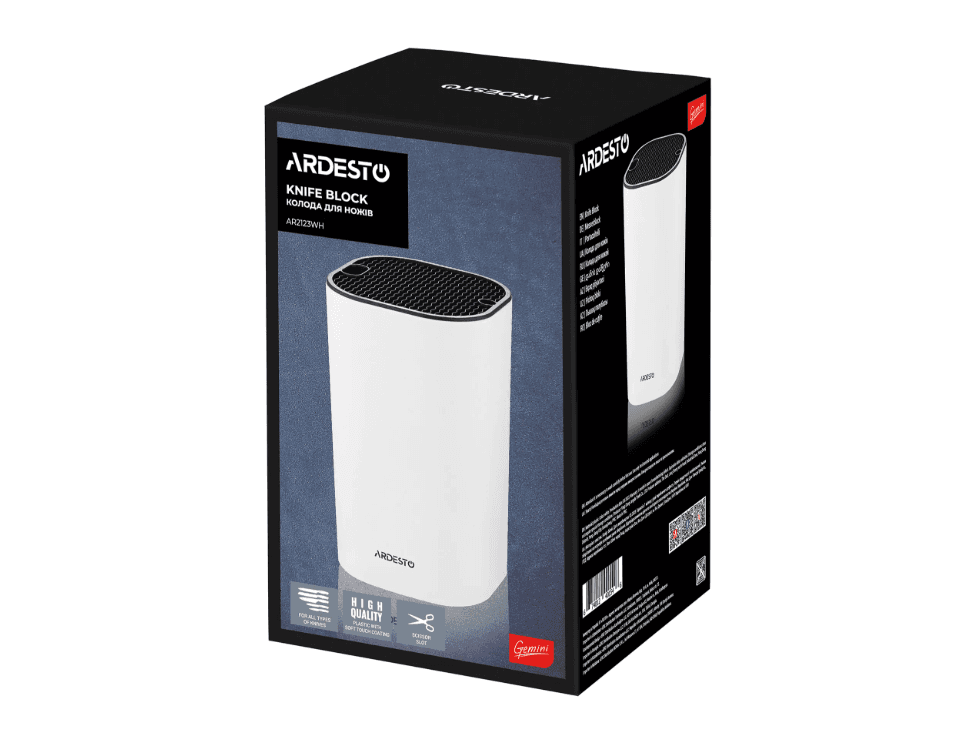 Пластиковая колода для ножей Ardesto AR2123WH