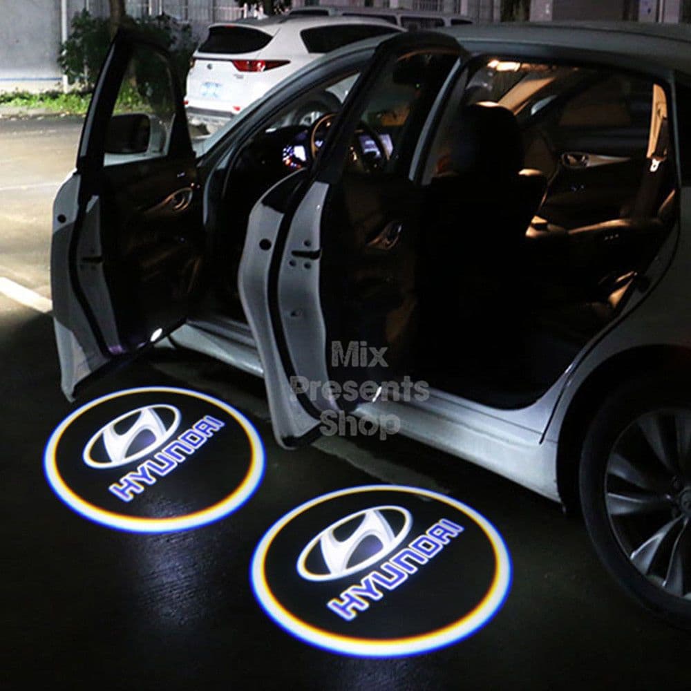 Проекция логотипа авто на двери "Hyundai" беспроводная (2шт)