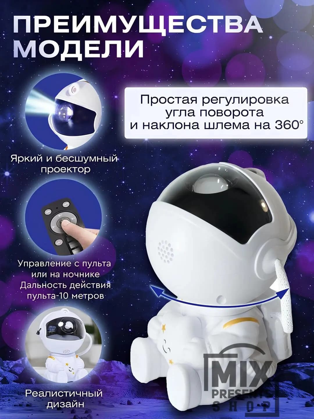 Ночник проектор "Astronaut nebula projector" звёздное небо