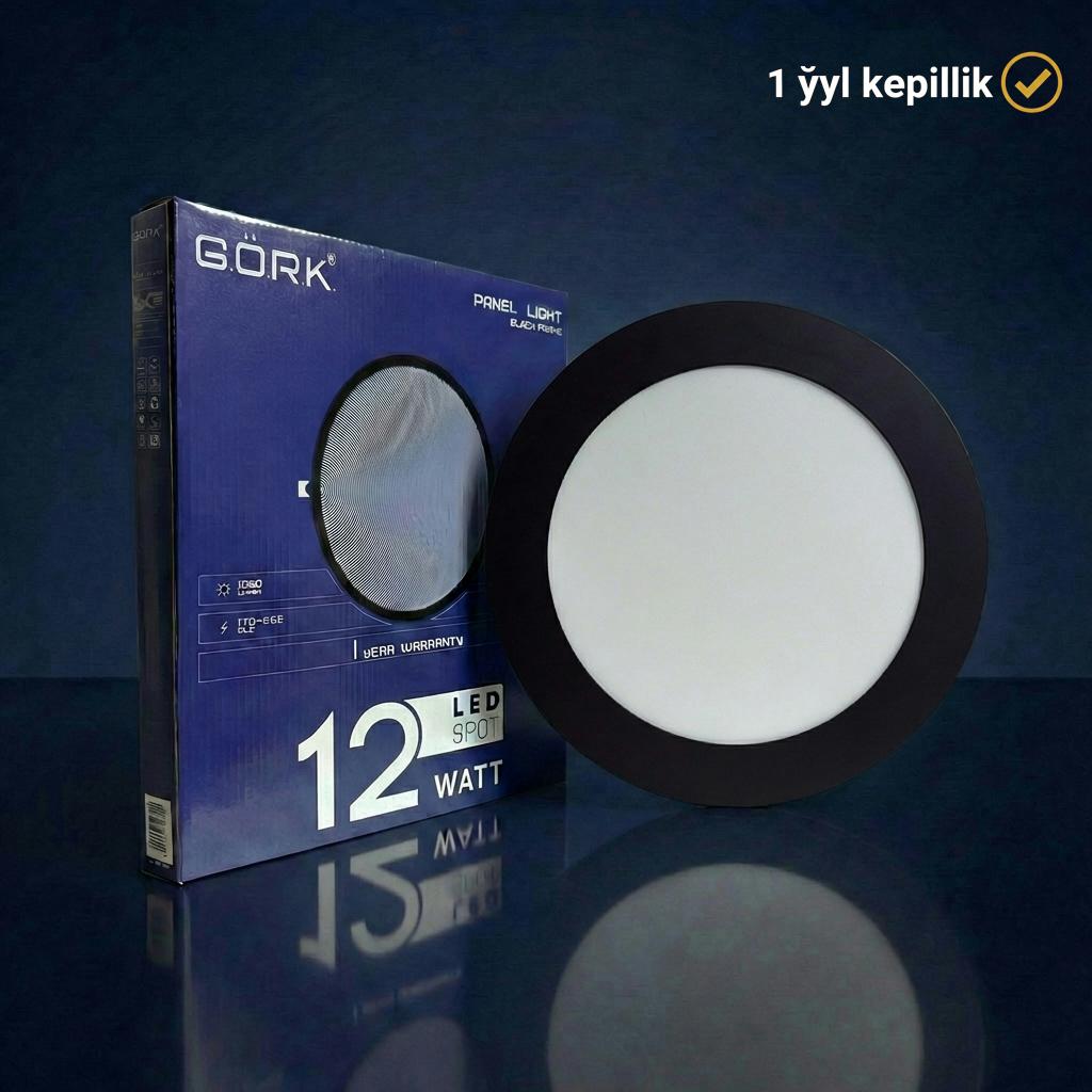 Светодиодная лампа G.Ö.R.K. 12w_Panel light_Round_6500k (blaсk frame)
