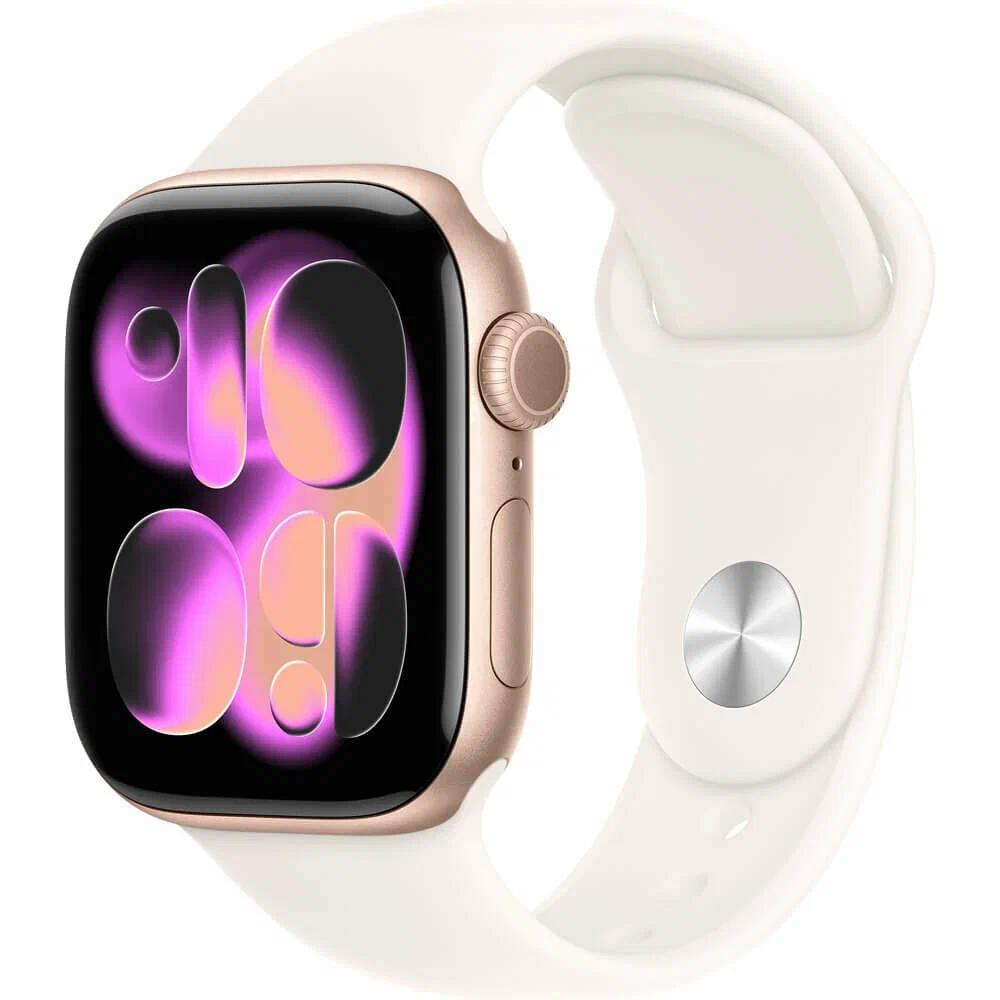 Akylly sagat Apple Watch Series 11 (42mm), altyn gülgüne