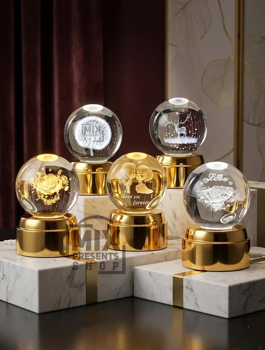 "Kristal şar" aýlanýan lampasy 8sm Bluetooth dinamik bilen