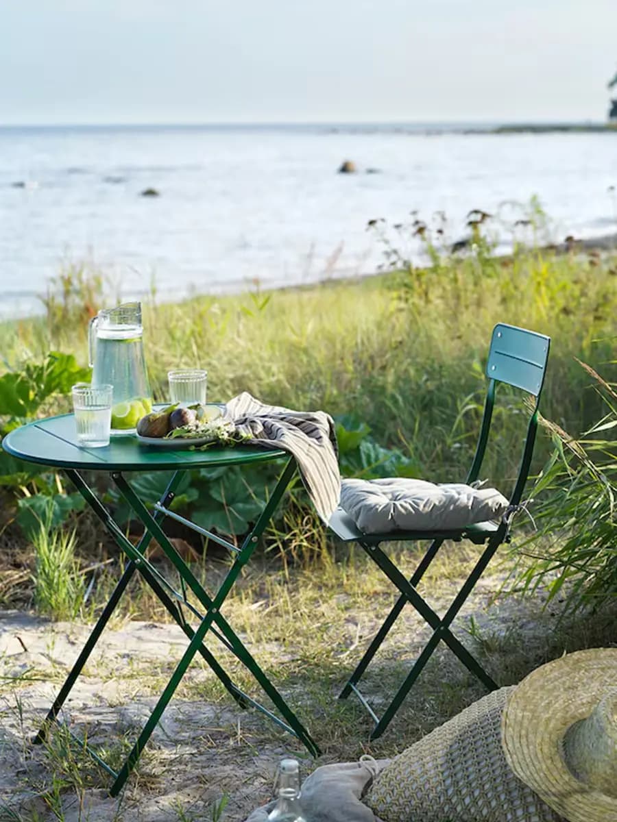 Стол IKEA SUNDSÖ 2 стула садовый зеленый