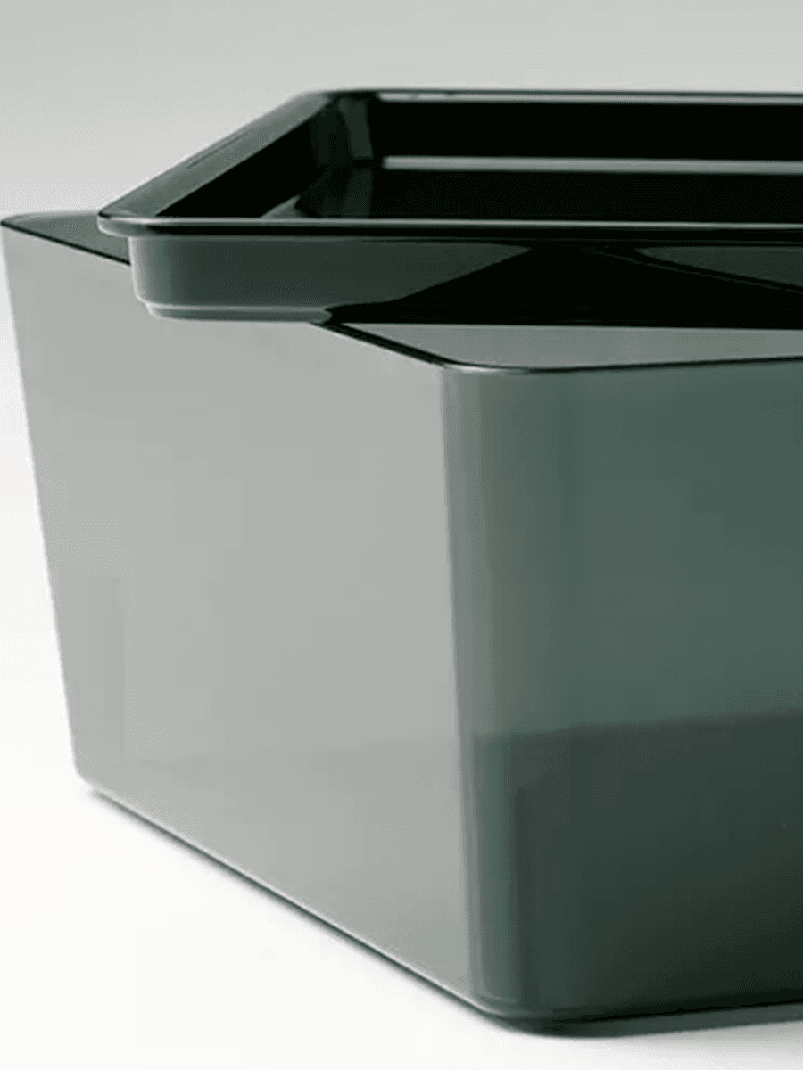 Коробка с крышкой IKEA KUGGIS прозрачная черная, 18х26х8 см