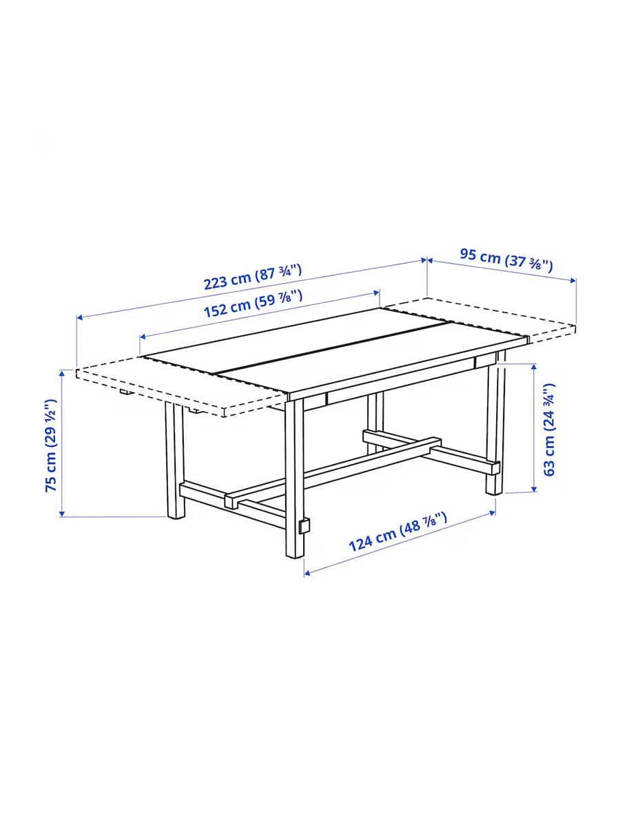 Стол и 4 стула IKEA NORDVIKEN белый, 152/223х95 см
