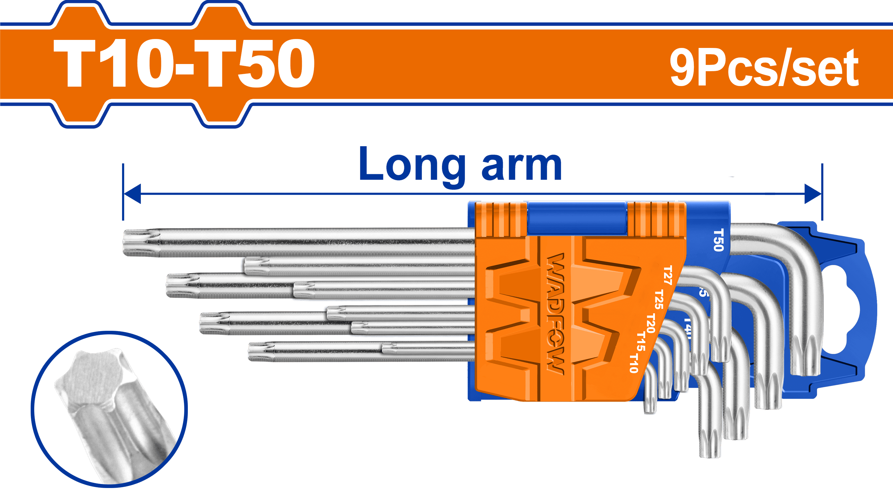 Набор шестигранников Torx 9шт расстояние WHK3291