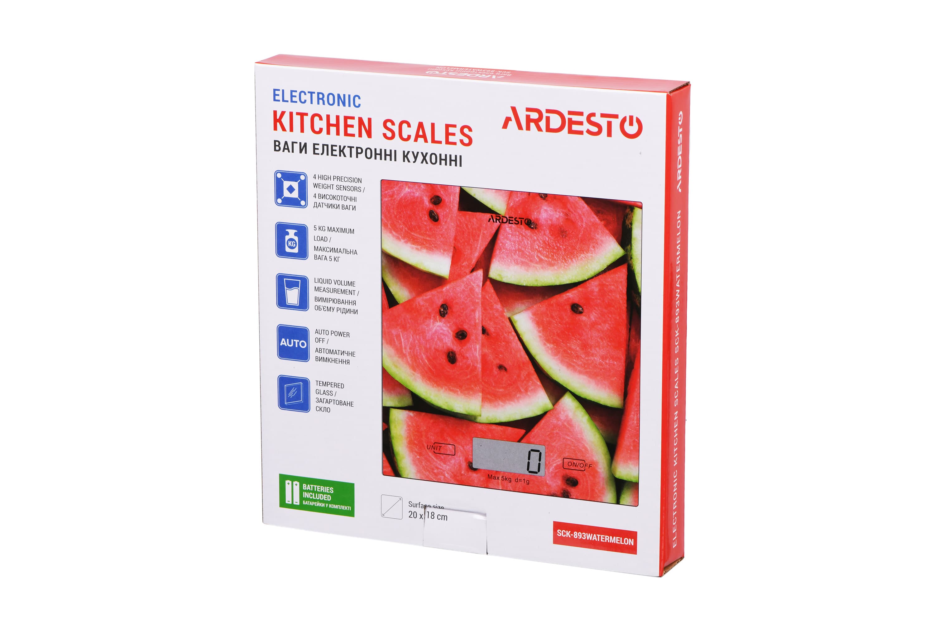Кухонные весы Ardesto SCK-893WATERMELON