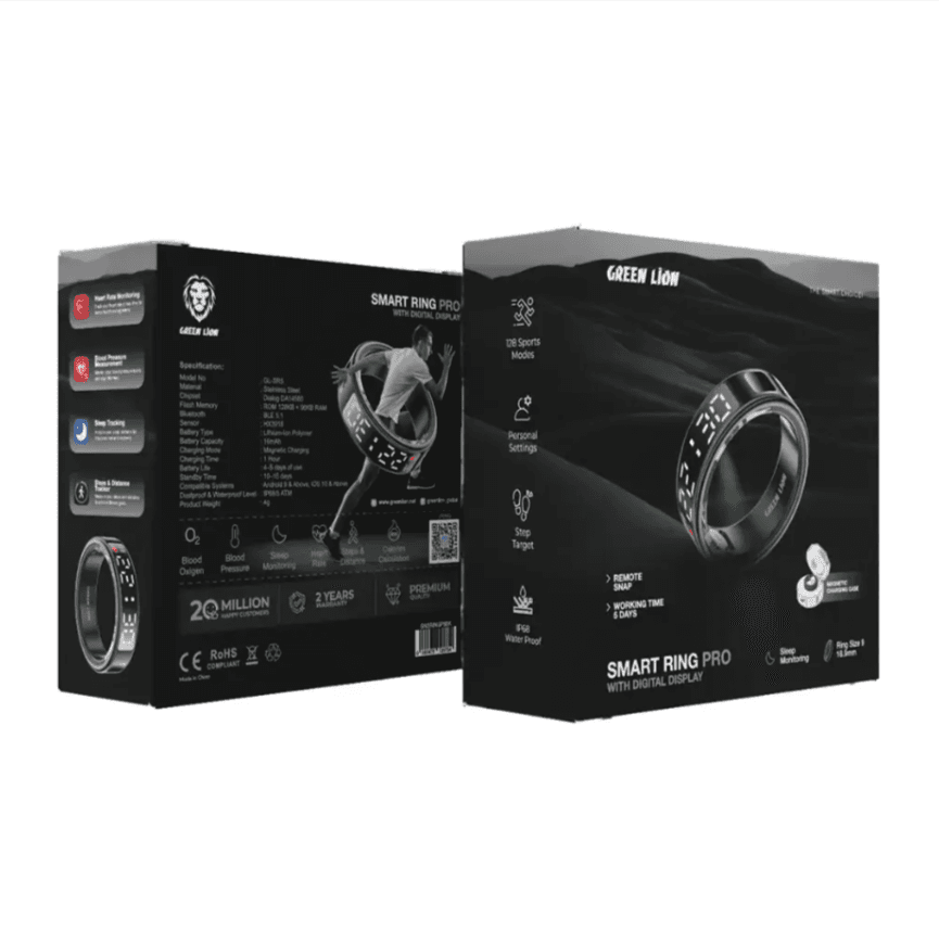 Смарт-кольцо Green Lion Smart Ring PRO с цифровым дисплеем (Размер 9 / 18.9 мм)