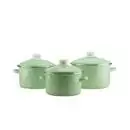 Набор эмалированных кастрюль Эмаль Зеленый чай 2л, 3л, 4л., салатовый