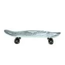 Скейтборд пластиковый с резиновыми колесами большой, белый с узорами
