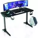 Профессиональный игровой компьютерный стол для видеоигр, 47 дюймов. Многоцветная светодиодная подсветка RGB, поверхность из углеродного волокна, наушники, подстаканник (черный сплав, 120 x 60 см)